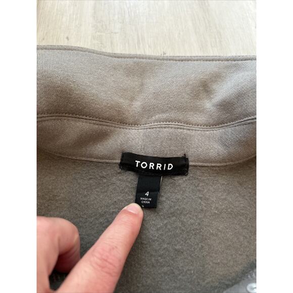 Torrid Gray Fleece Lined Trucker Shacket Jacket Button Up Sz 4x - Picture 3 of 13